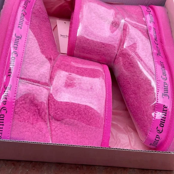 Juicy Couture Glossy Pink Winter Boots Size 8 - Picture 7 of 8